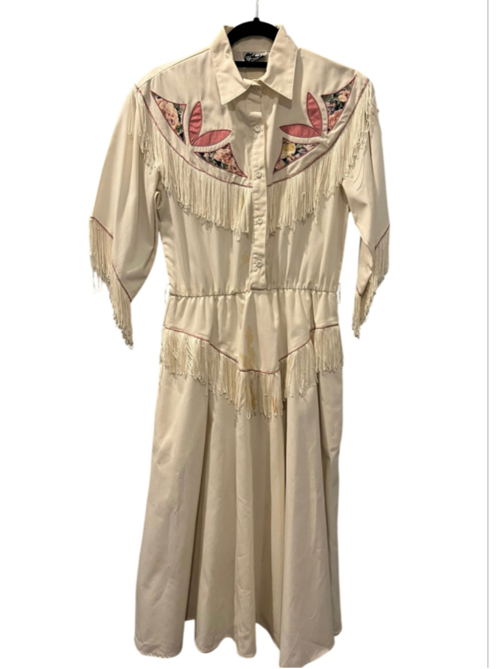 VTG Western Collection Fringe Cowgirl Dress Pink Flora Applique Midi 8 Barbie